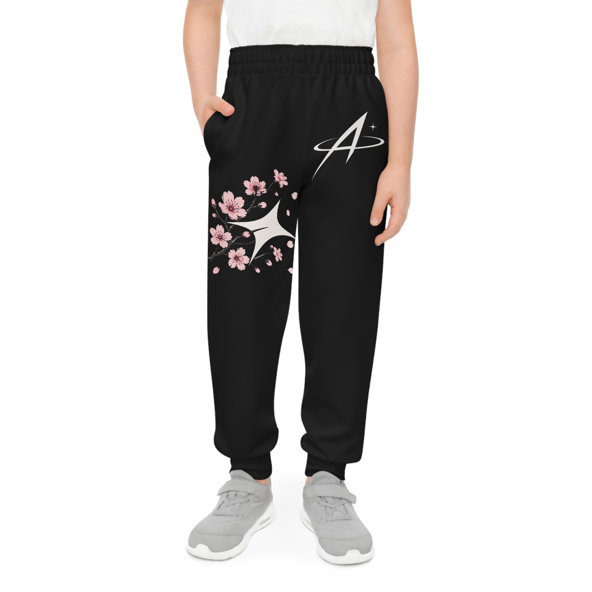 Cherry Blossom Youth Joggers — Pink Floral All-Over Print Sweatpants