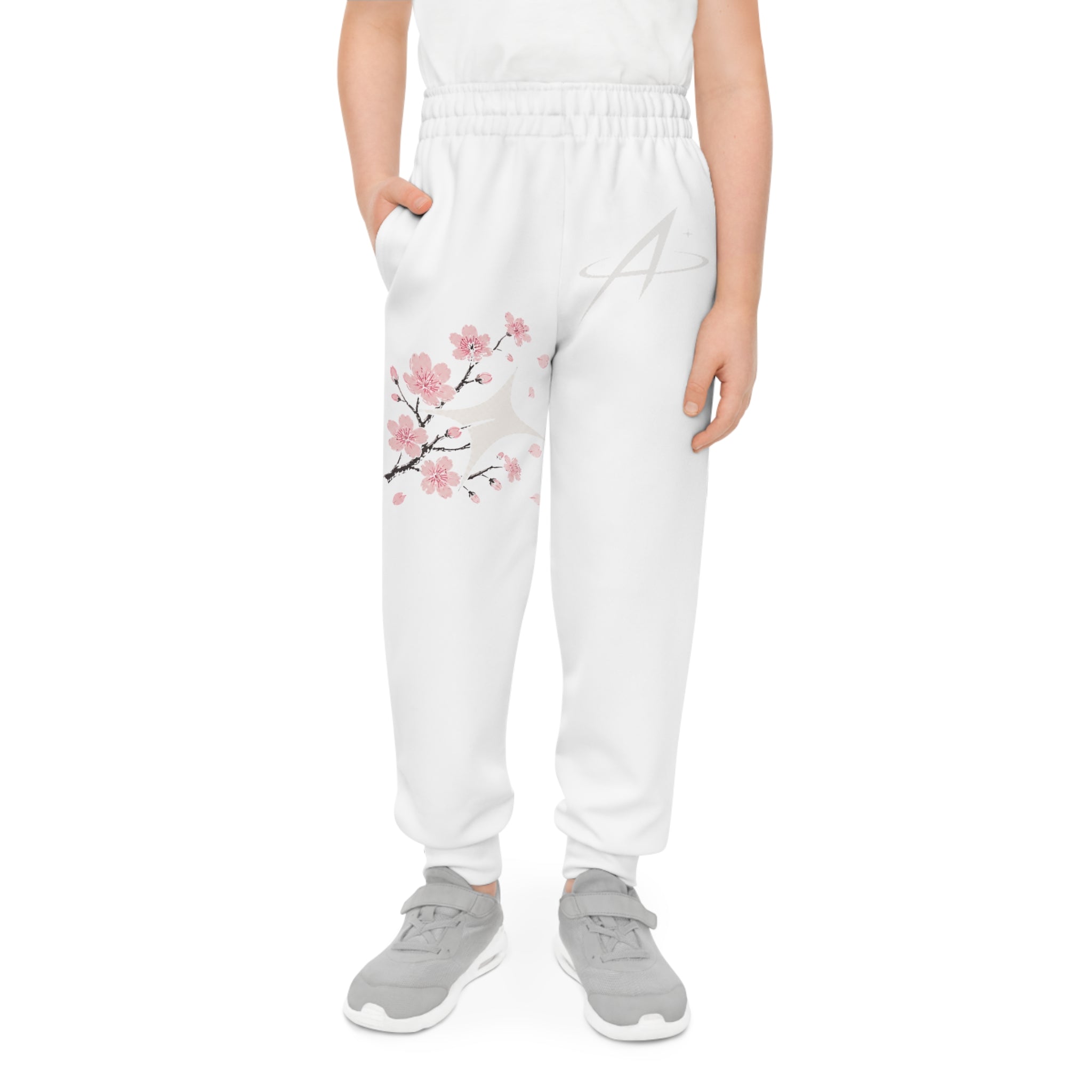 Cherry Blossom Youth Joggers — Pink Floral All-Over Print Sweatpants