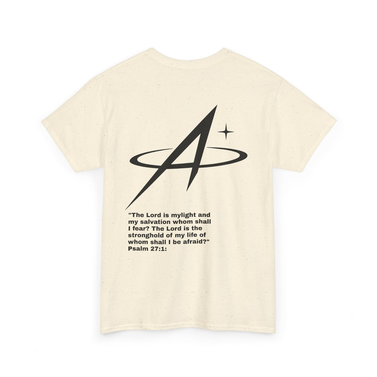 T-Shirt — Minimal Star A Logo Tee with Psalm 27:1 Inspirational Back Print